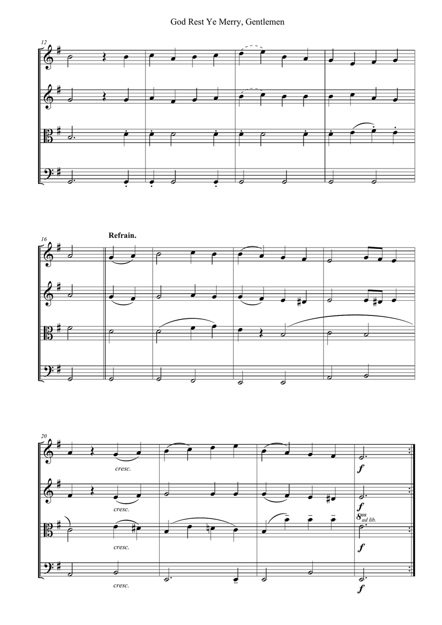 God Rest Ye Merry, Gentlemen String Quartet scores gallery preview page 2