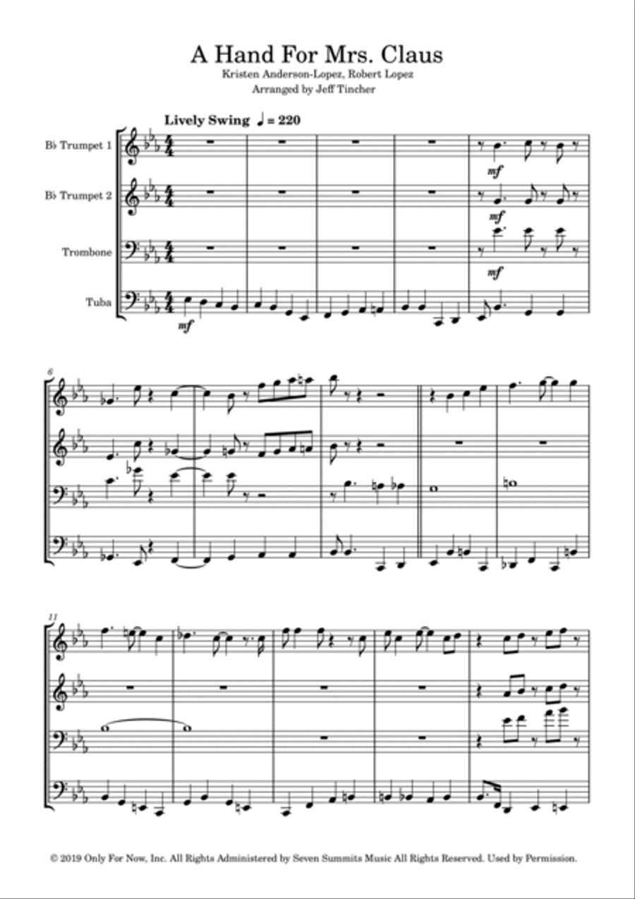A Hand For Mrs. Claus Brass Ensemble scores gallery preview page 2