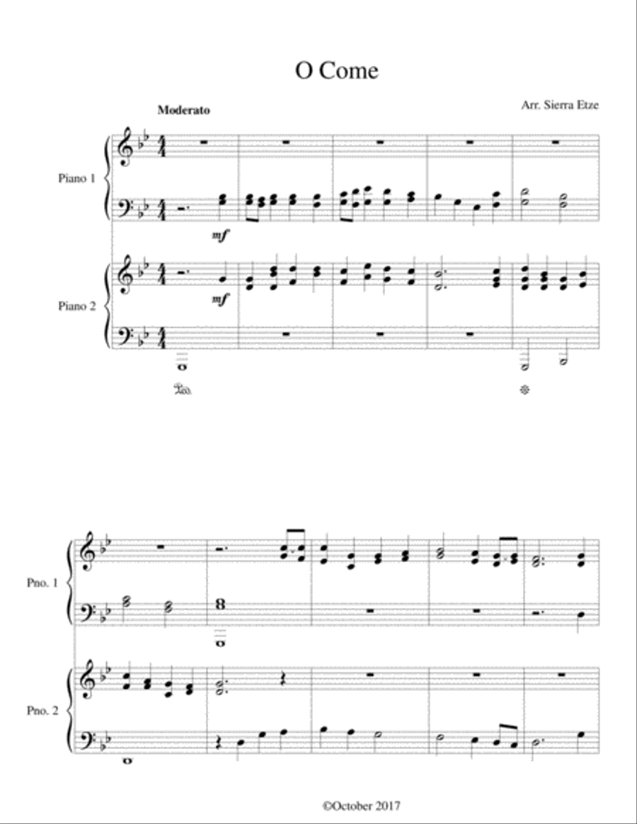 O Come Piano scores gallery preview page 1