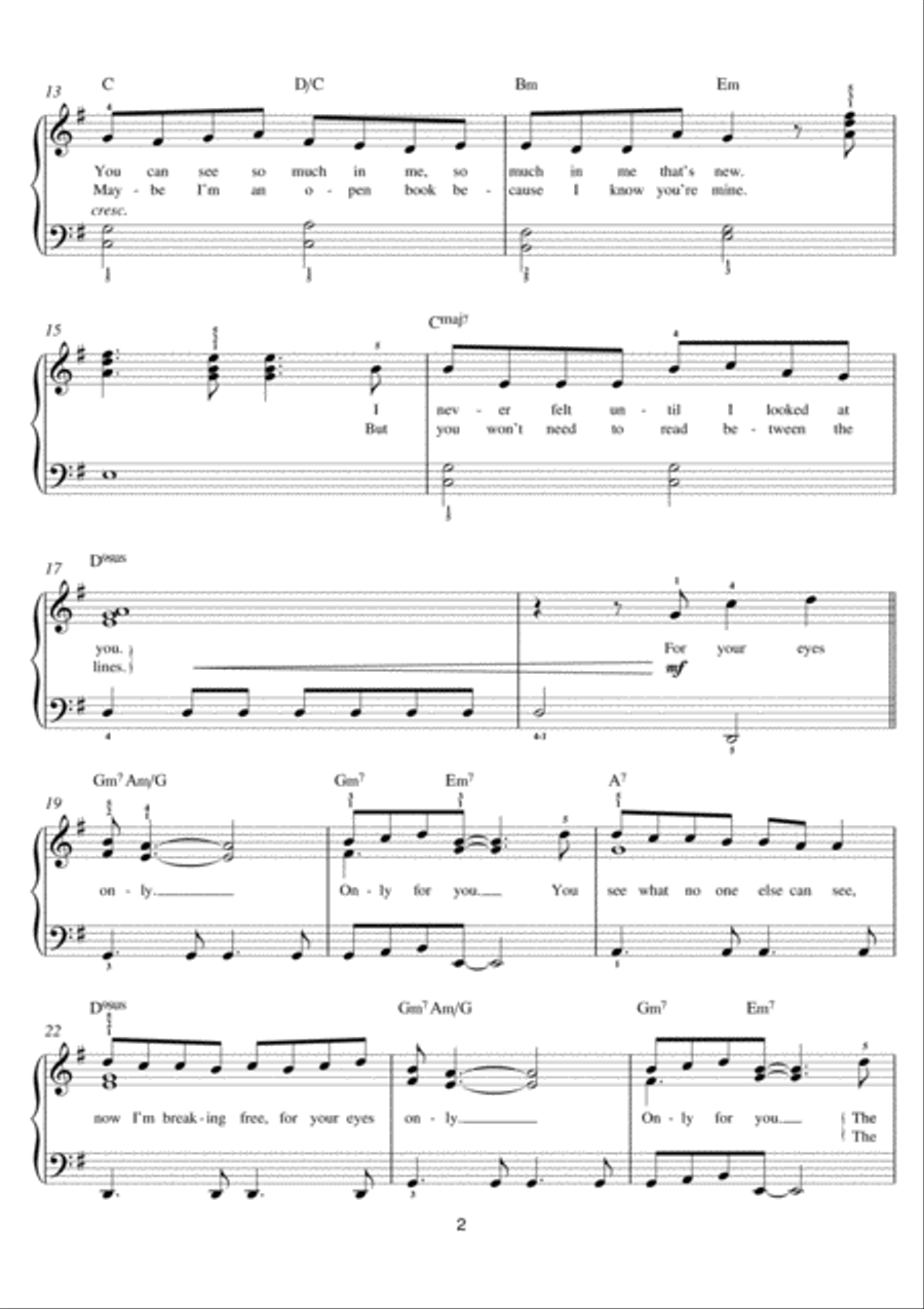 For Your Eyes Only Easy Piano scores gallery preview page 2
