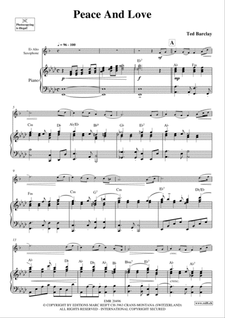 Peace And Love Alto Saxophone scores gallery preview page 3
