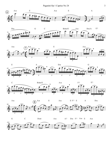 Paganini Op 1 Caprice No 24 Variations For Flute