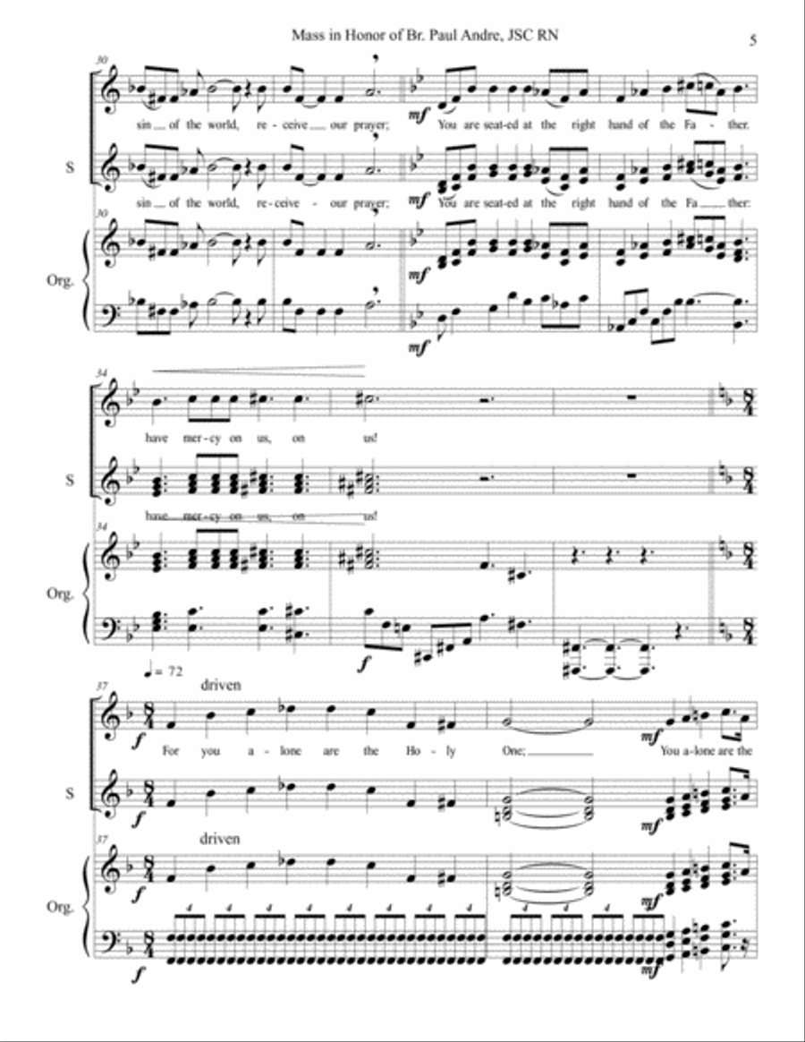 Mass in honor of Br Paul Andre, JSC, RN SSA scores gallery preview page 5