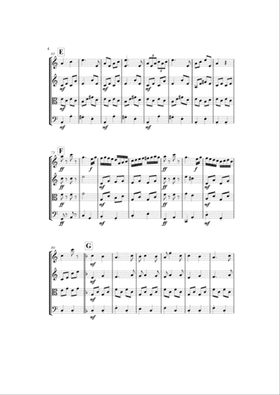 Dance of the Comedians from The Bartered Bride by Smetana for string quartet, score, parts String Quartet scores gallery preview page 4