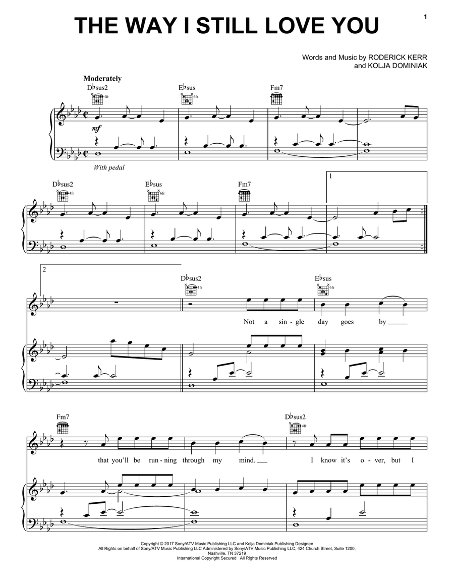 The Way I Still Love You Piano, Vocal, Guitar scores gallery preview page 1