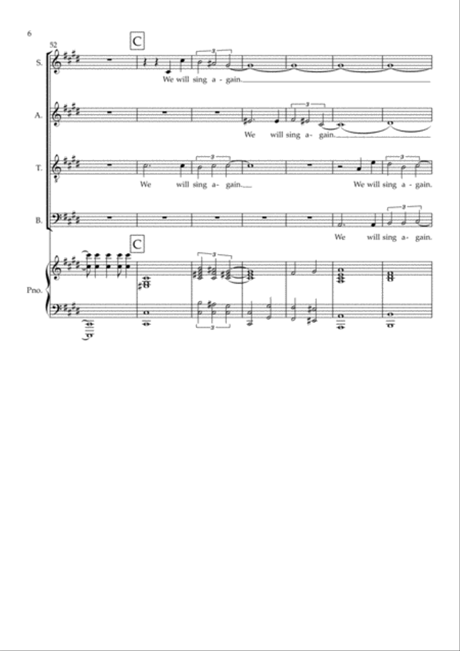 We Will Sing Again 4-Part scores gallery preview page 6