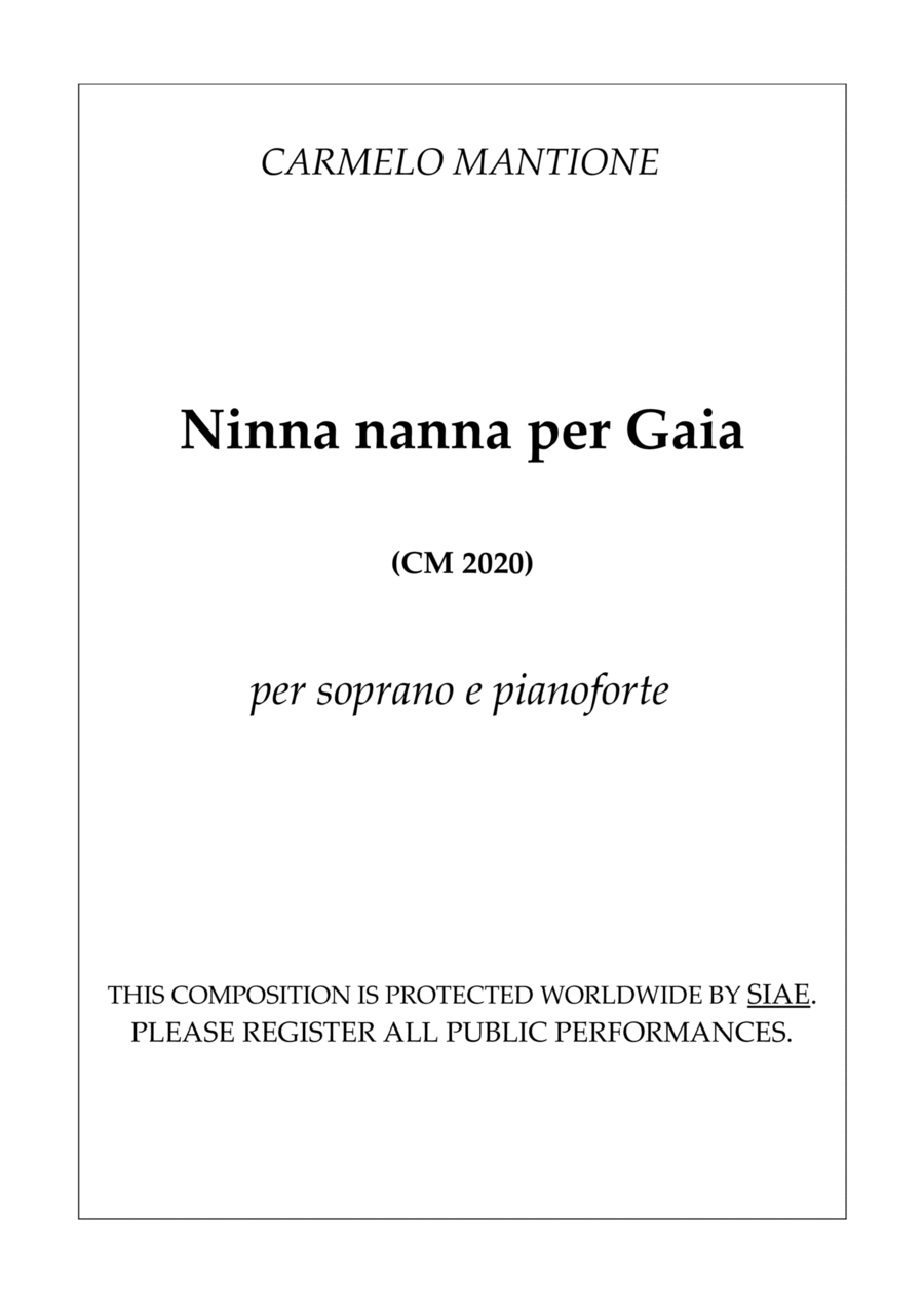 Ninna nanna per Gaia (CM 2020) High Voice scores gallery preview page 1