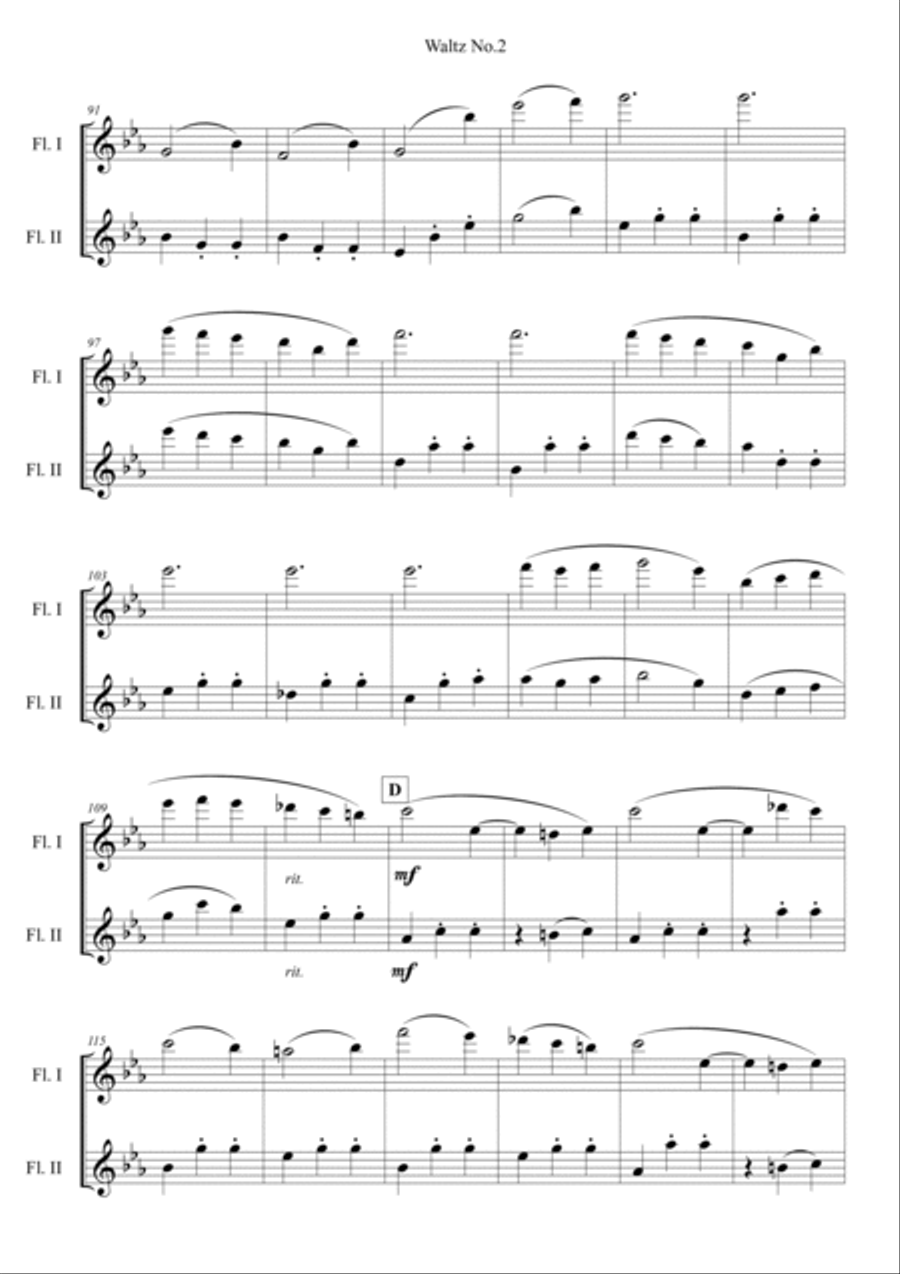 Waltz No.2 (Jazz Suite No.2_Suite For Promenade Orchestra) Flute Duet scores gallery preview page 4
