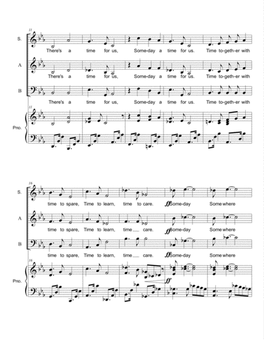 SOMEWHERE - From "West Side Story" - Arr. for SAB Choir and Piano image number null
