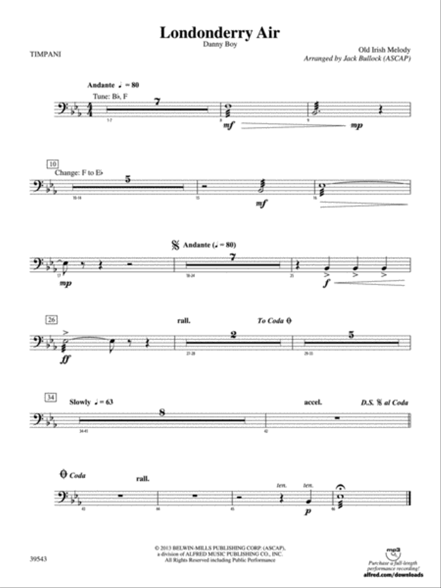 Londonderry Air: Timpani Londonderry Air: Timpani Concert Band scores gallery preview page 1