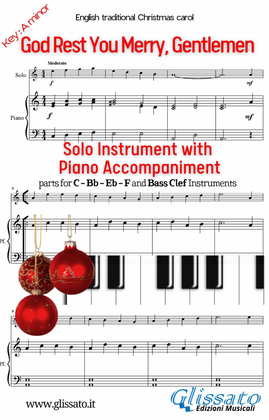 God Rest Ye Merry,Gentlemen - Solo with easy Piano acc. (key Am)