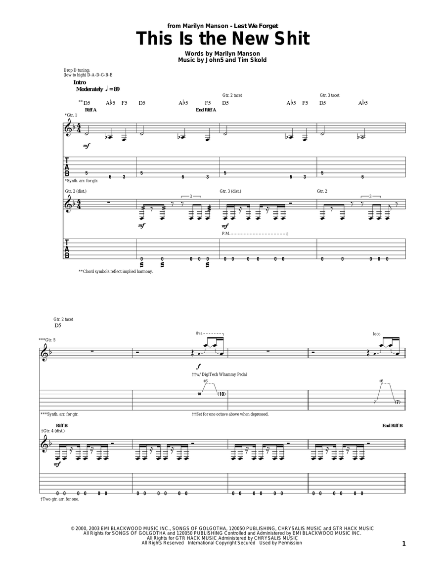 This Is The New Shit Electric Guitar scores gallery preview page 1