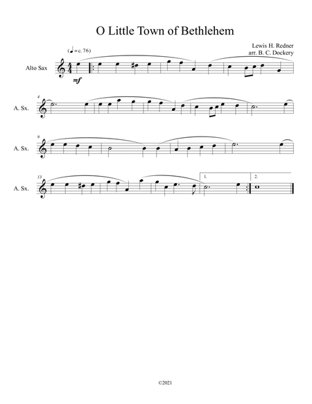 O Little Town of Bethlehem (Alto Sax Solo) image number null