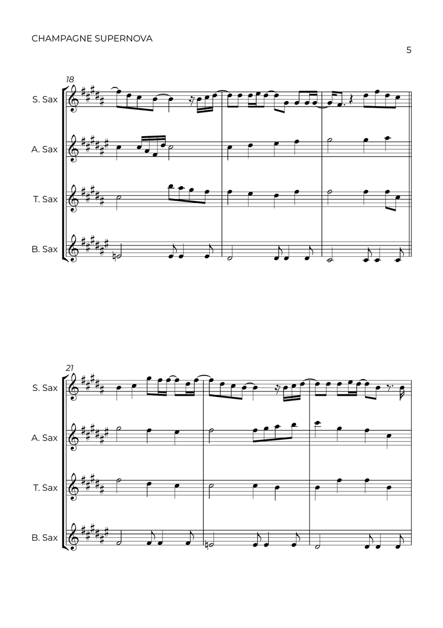 Champagne Supernova Saxophone Quartet scores gallery preview page 5