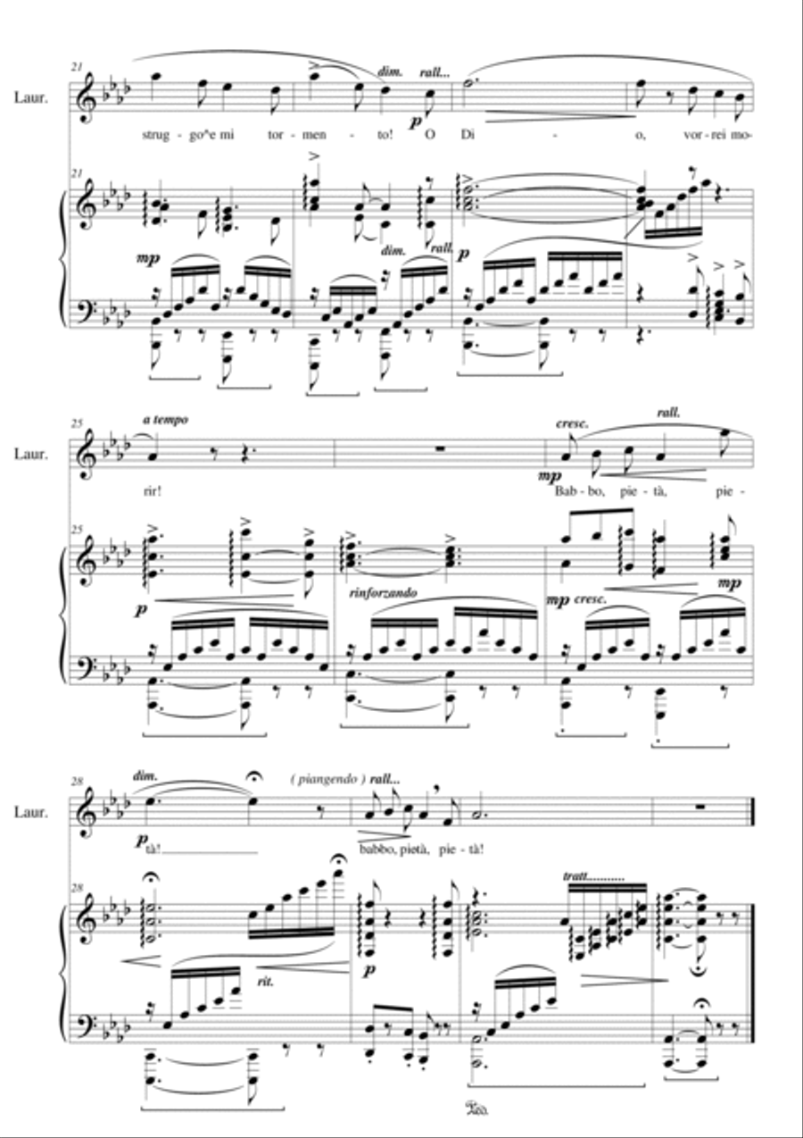 Puccini-Gianni Schicchi (Act1) O mio babbino caro - Soprano and piano Soprano Voice scores gallery preview page 3