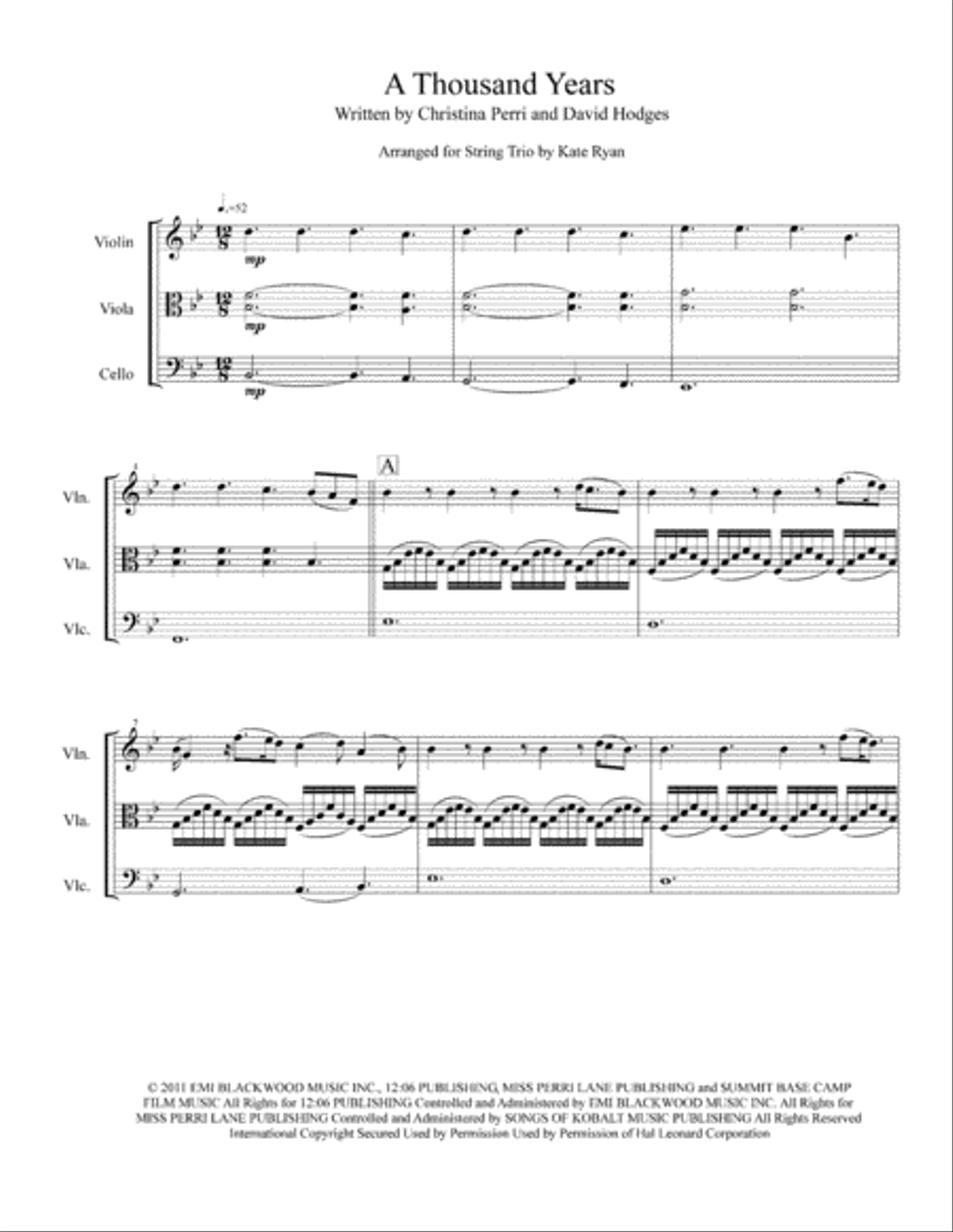 A Thousand Years String Trio scores gallery preview page 2