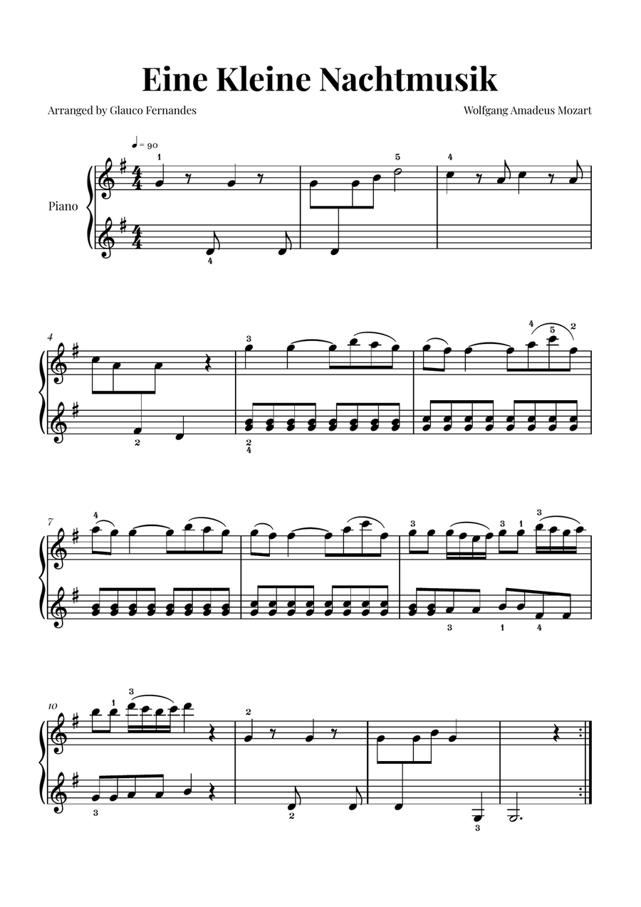 Eine Kleine Nachtmusik | EASY Piano Piano Method scores gallery preview page 1