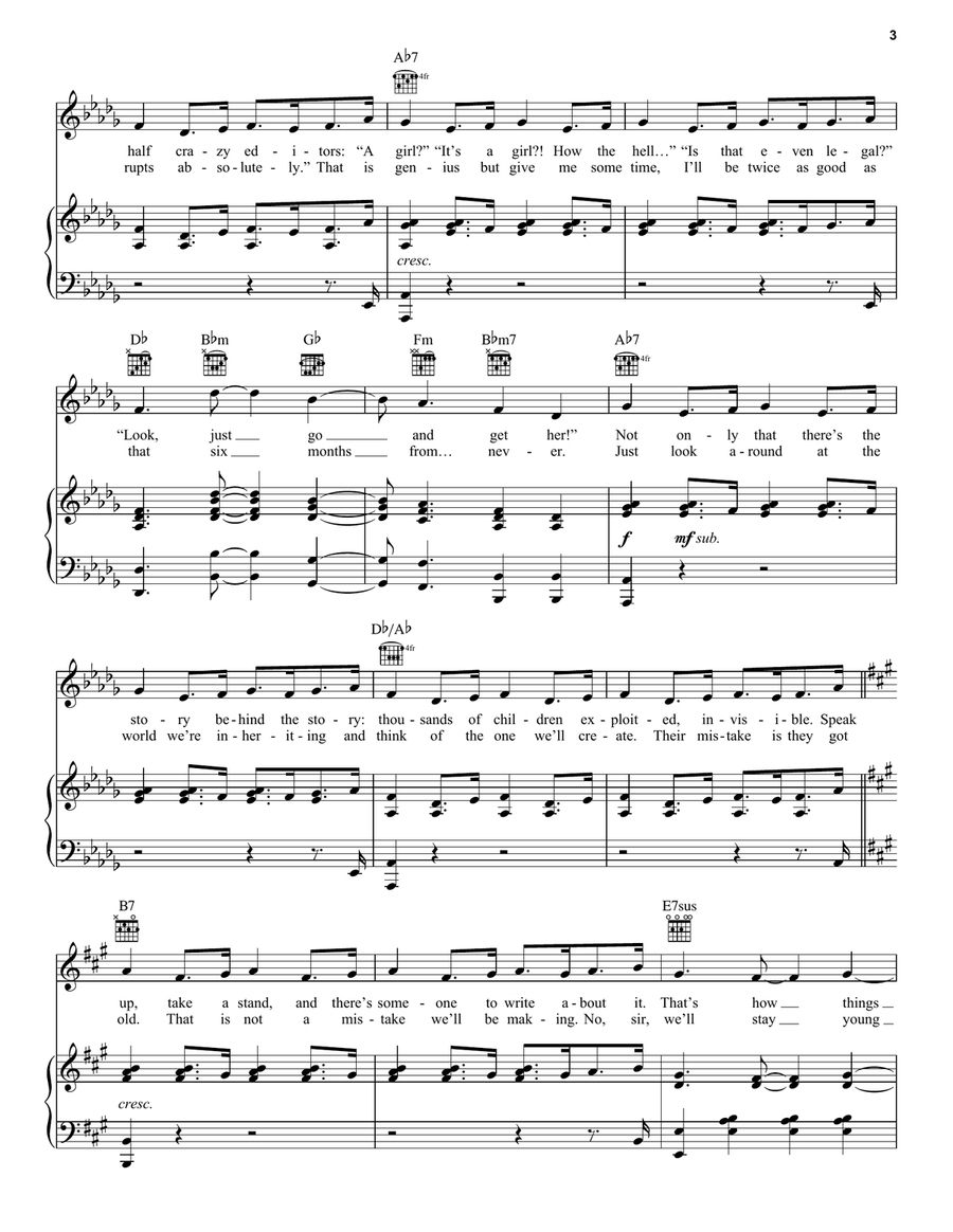 Watch What Happens Piano, Vocal, Guitar scores gallery preview page 3