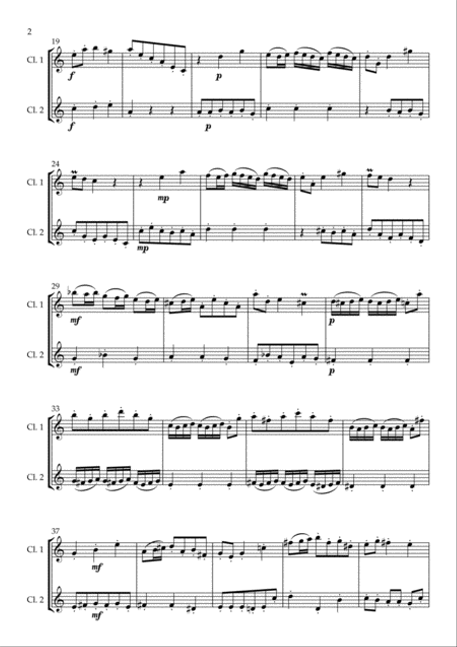 Fantasia in A Minor arranged for Clarinet Duet Clarinet Duet scores gallery preview page 4