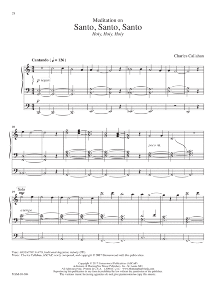 Meditation on Santo, Santo, Santo (Holy, Holy, Holy) Organ scores gallery preview page 1