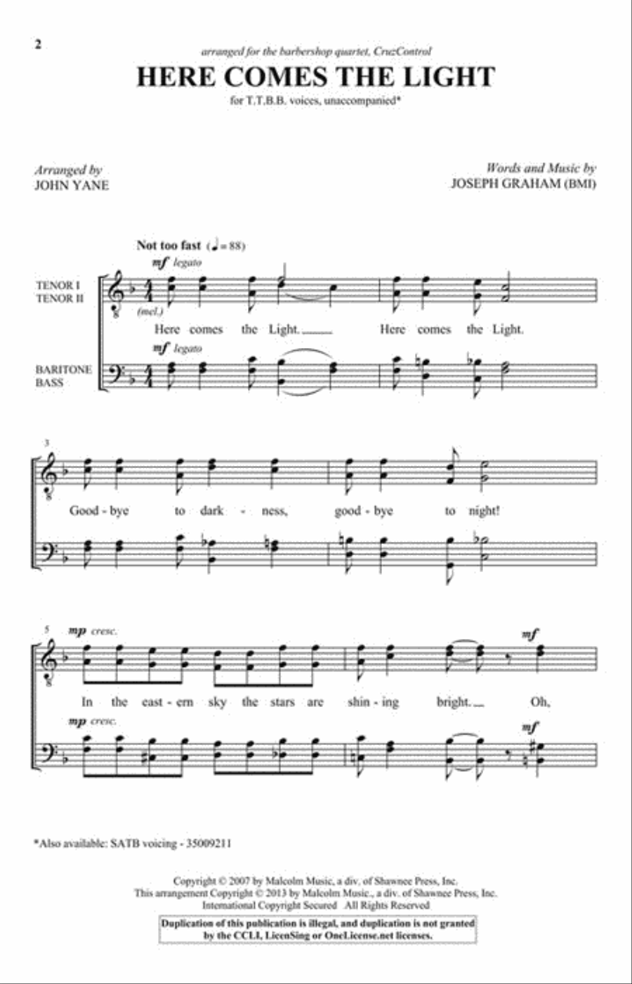 Here Comes the Light Here Comes the Light TTBB scores gallery preview page 2