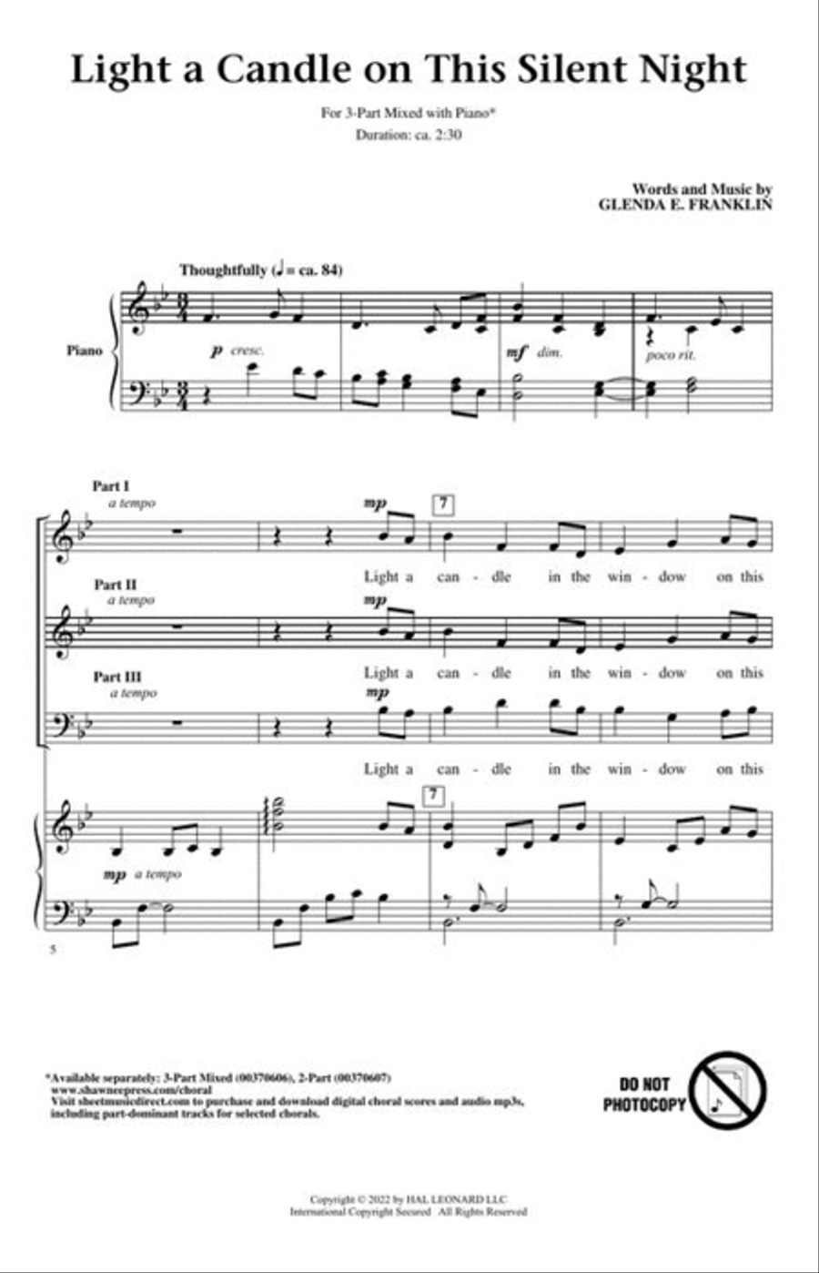 Light a Candle on This Silent Night 3-Part scores gallery preview page 3