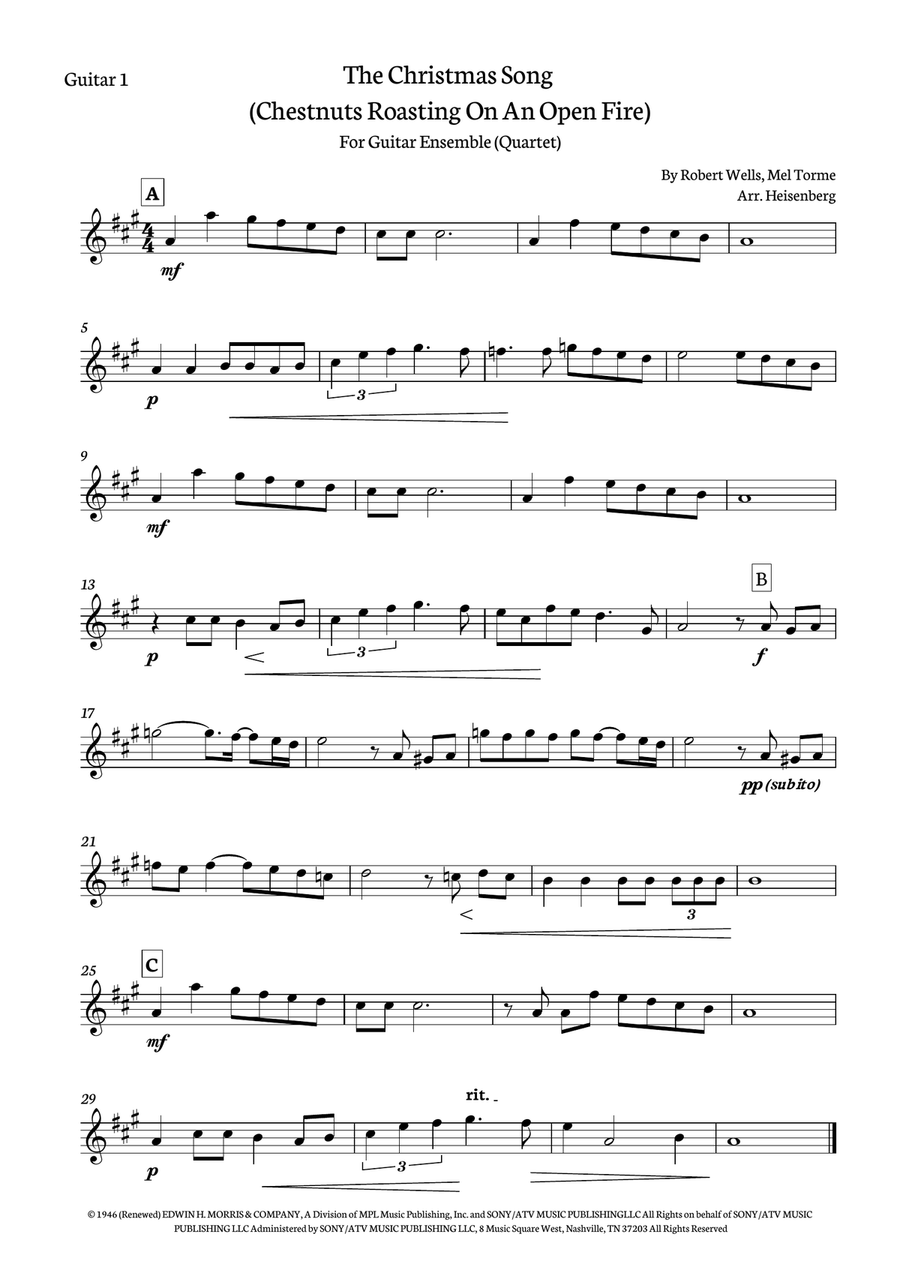 The Christmas Song (chestnuts Roasting On An Open Fire) Electric Guitar scores gallery preview page 4