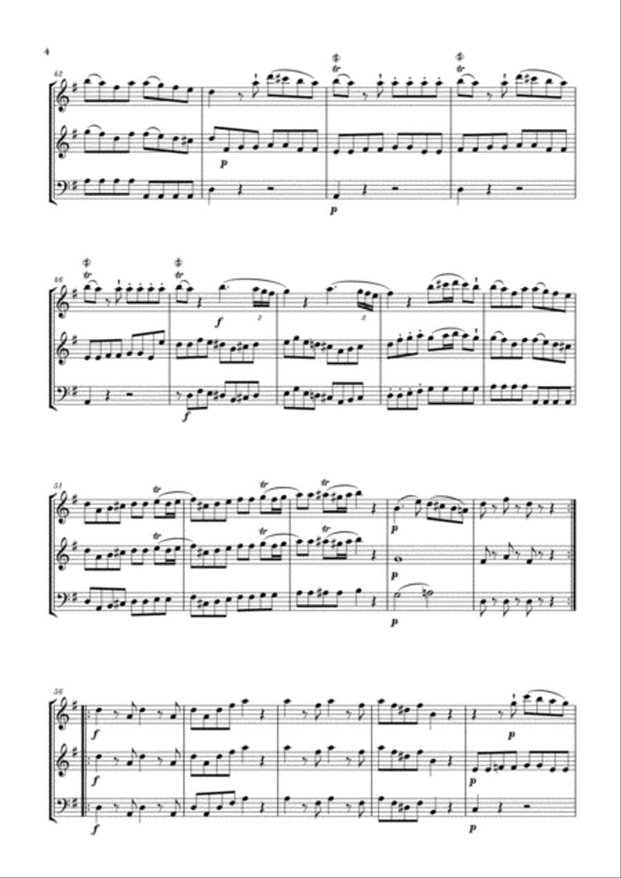 Eine Kleine Nachtmusik for Flute, Oboe and Cello Woodwind Ensemble scores gallery preview page 4