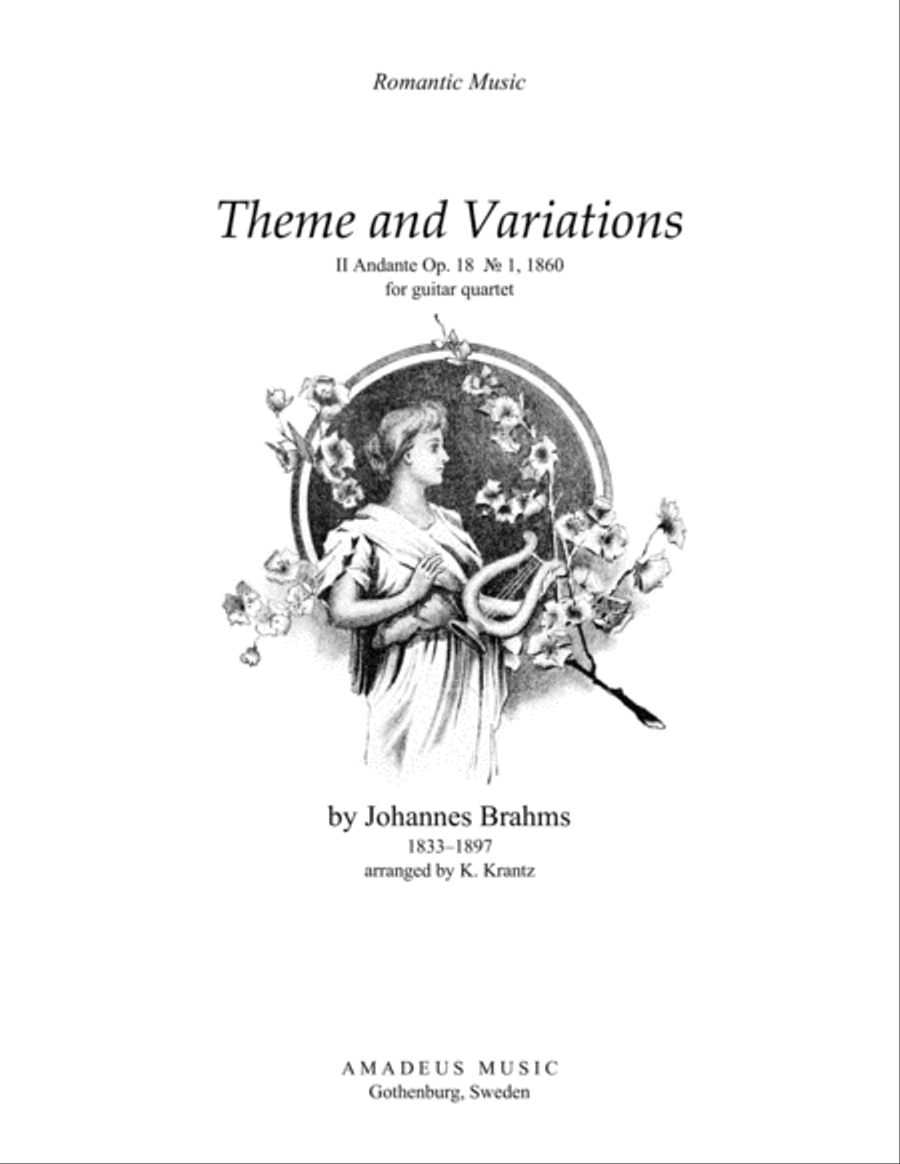 Andante Op. 18 Theme and Variations for guitar quartet Guitar Ensemble scores gallery preview page 1