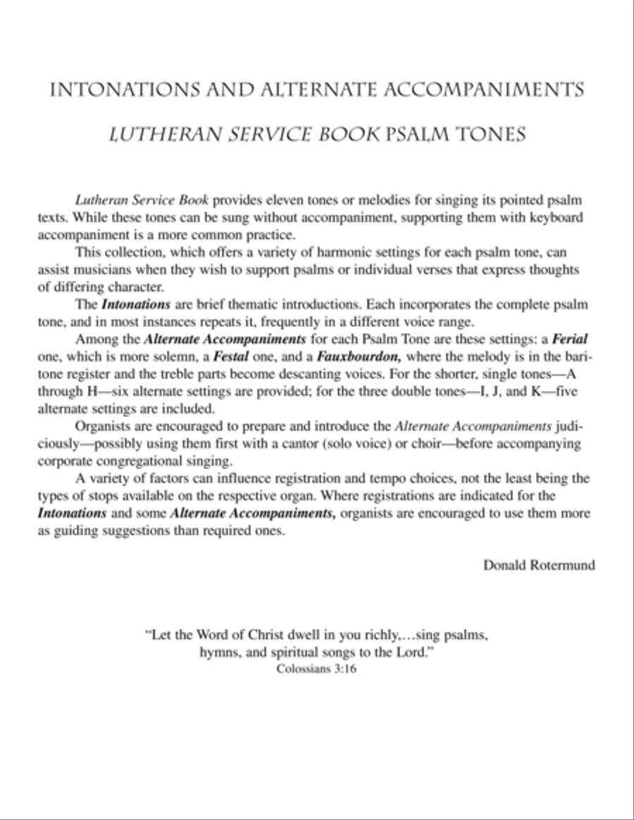 Intonations and Alternate Accompaniments: LSB Psalm Tones Organ scores gallery preview page 3