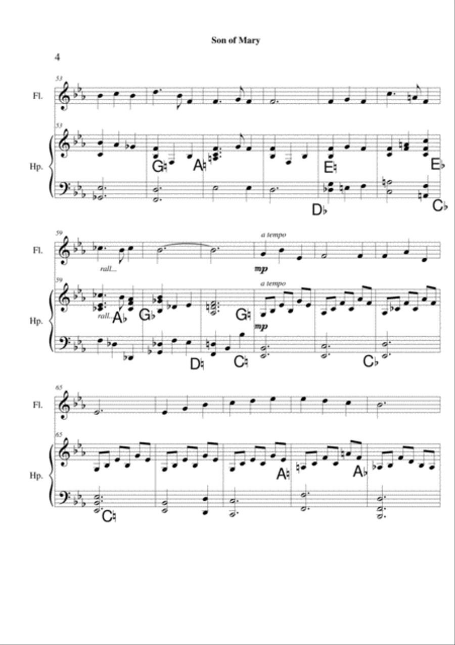 Son of Mary - flute & harp Son of Mary - flute & harp Small Ensemble scores gallery preview page 4