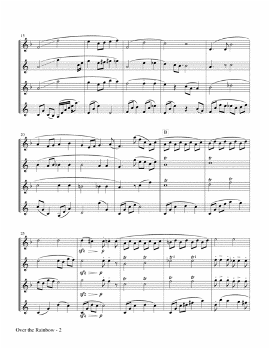 Over The Rainbow (from The Wizard Of Oz) Woodwind Quartet scores gallery preview page 2