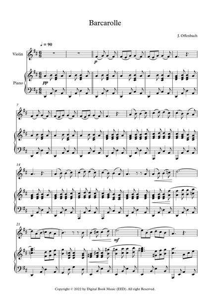 Barcarolle - Jacques Offenbach (Violin + Piano) image number null