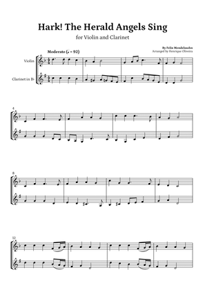Hark! The Herald Angels Sing (Violin and Clarinet) - Beginner Level