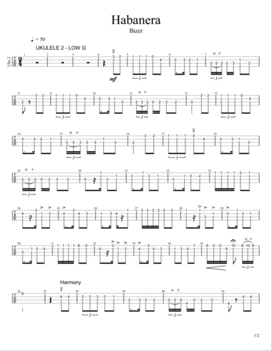 Habanera - Bizet - Ukulele Ensemble Ukulele scores gallery preview page 4