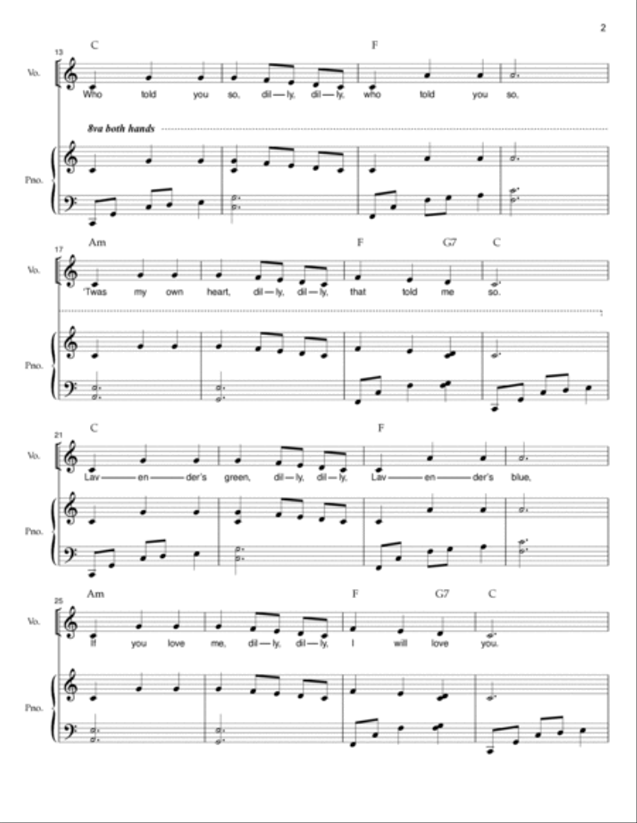 Lavender's Blue (Cinderella Lyrics) Voice scores gallery preview page 2
