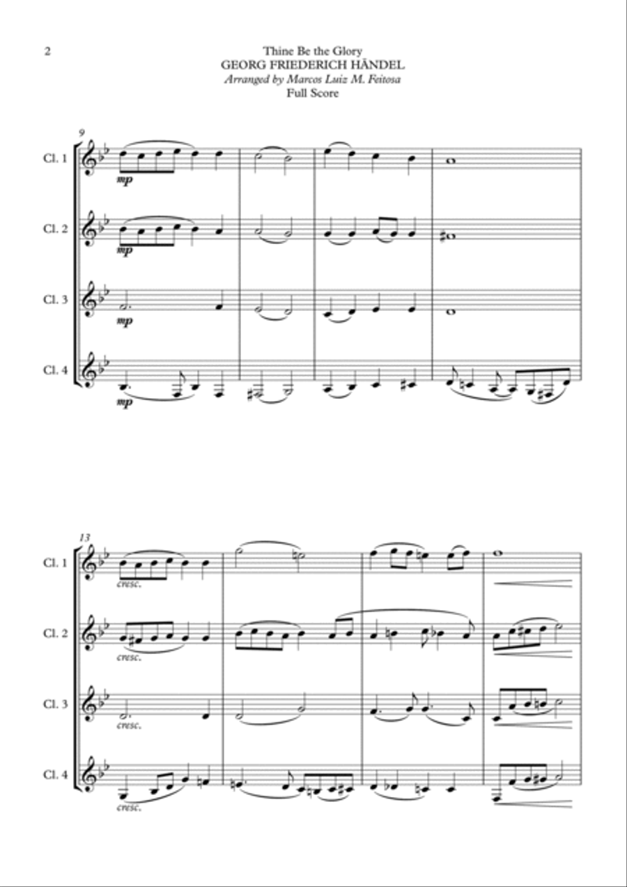 Thine Be the Glory (Maccabeus) - Clarinet Quartet Clarinet Quartet scores gallery preview page 4