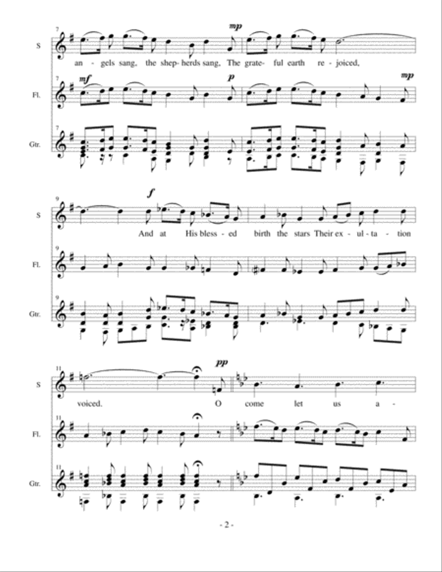 Gesu Bambino for voice, flute, and classical guitar Small Ensemble scores gallery preview page 3