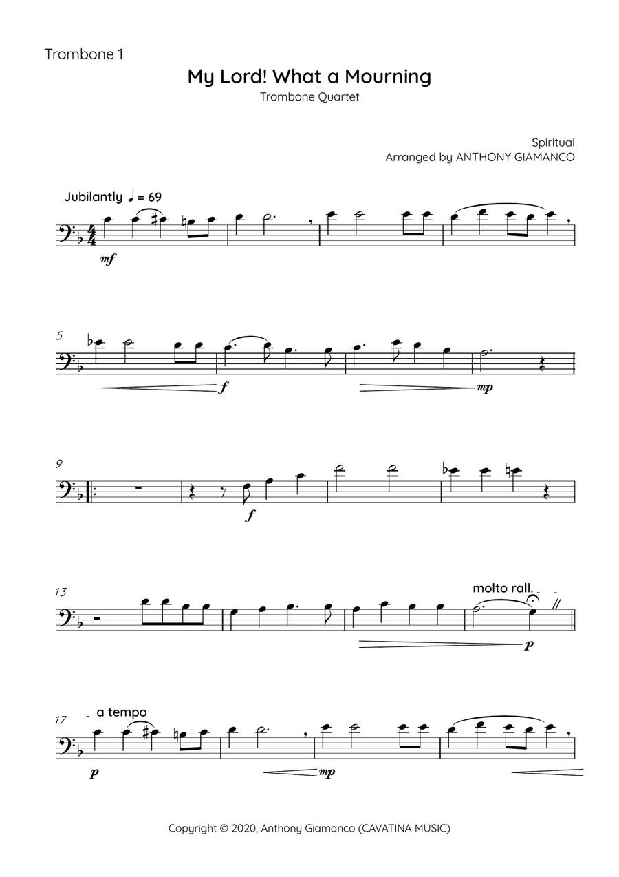 My Lord! What a Mourning - trombone quartet Trombone Quartet scores gallery preview page 6