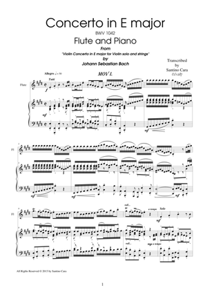 Book cover for J.S.Bach - Concerto in E major BWV 1042 for Flute and Piano