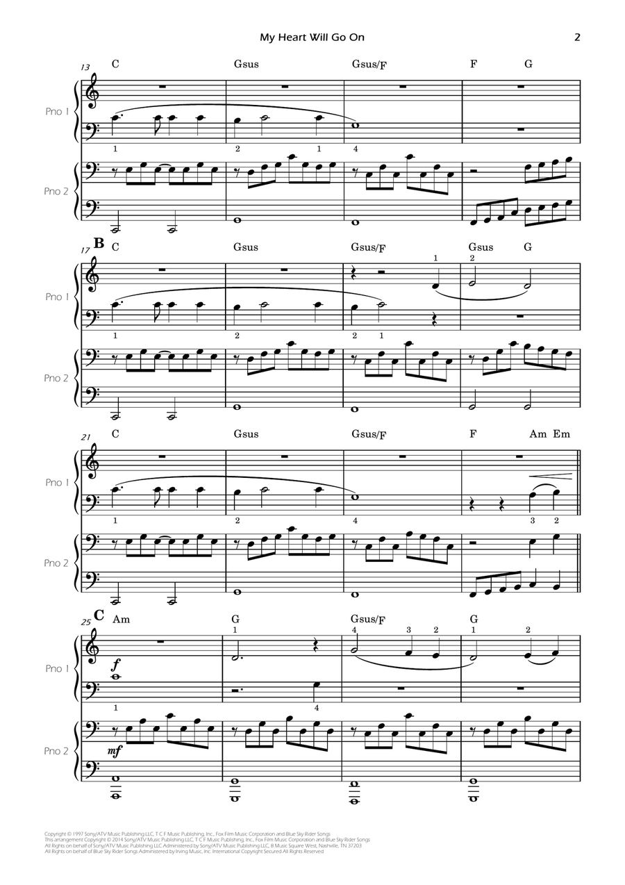 My Heart Will Go On (love Theme From 'titanic') 1 Piano, 4-Hands scores gallery preview page 2