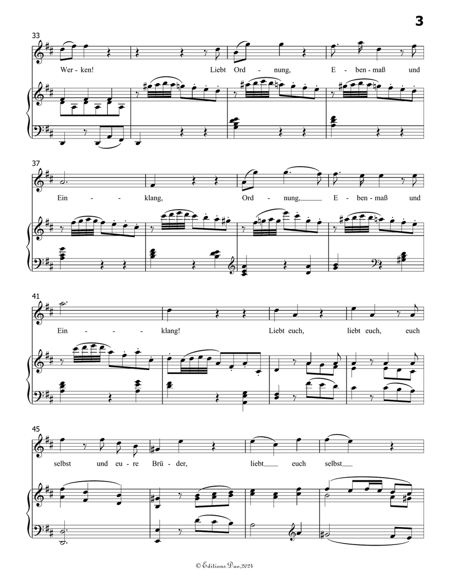 Die ihr des unermeβlichen weltalls, by Mozart, K.V.619, in D Major Piano, Vocal scores gallery preview page 5