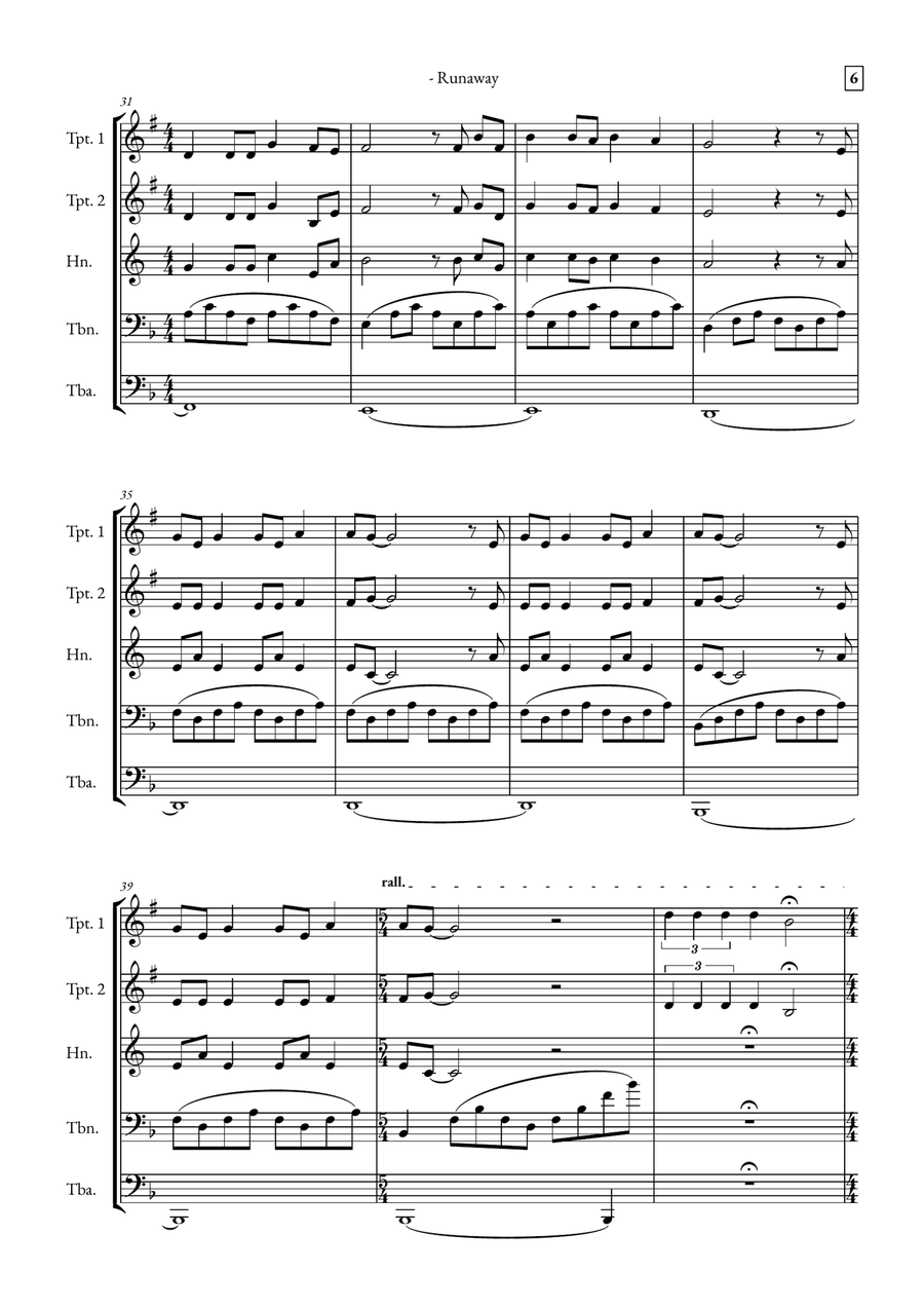 Runaway Brass Quintet scores gallery preview page 6