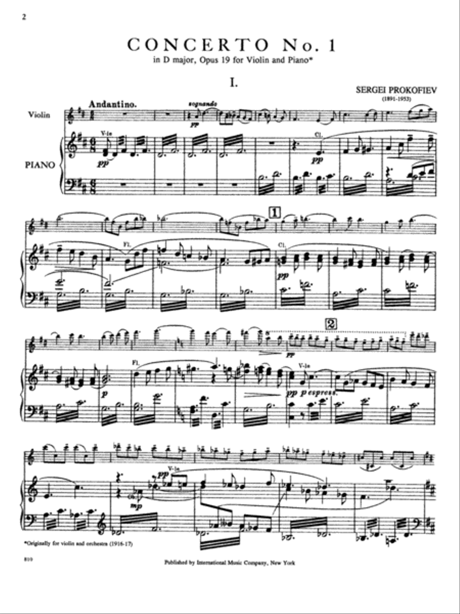 Concerto No. 1 in D major, Op. 19 Violin Solo scores gallery preview page 2