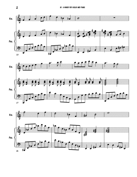 In a minor for Violin and Piano