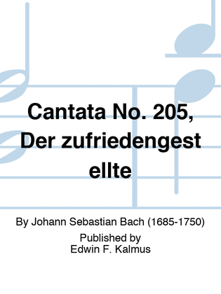 Book cover for Cantata No. 205, Der zufriedengestellte