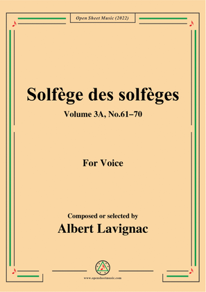 Lavignac-Solfege des solfeges,Volum 3A No.61-70,for Voice