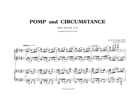 POMP  and  CIRCUMSTANCE - March Op.39 #1 in D - for piano 4 hands image number null