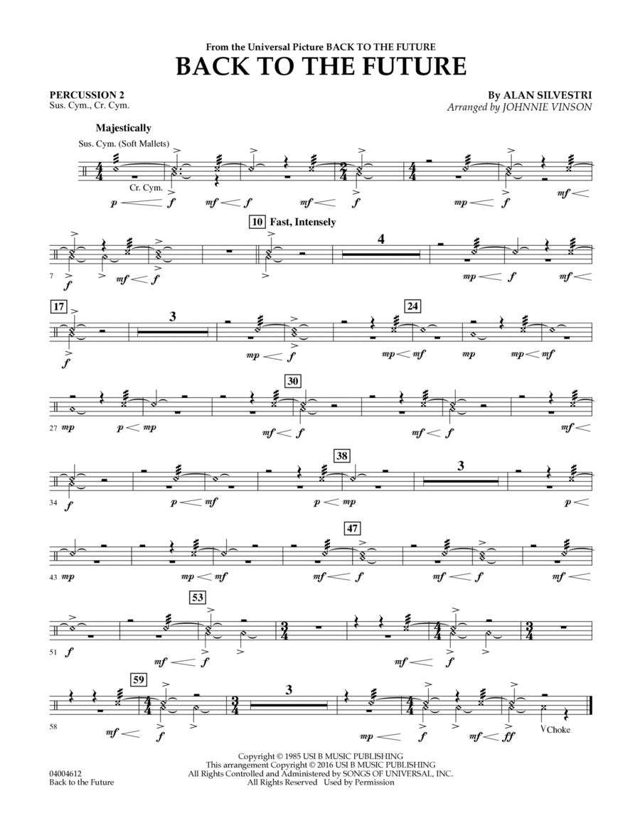 Book cover for Back to the Future (Main Theme) - Percussion 2