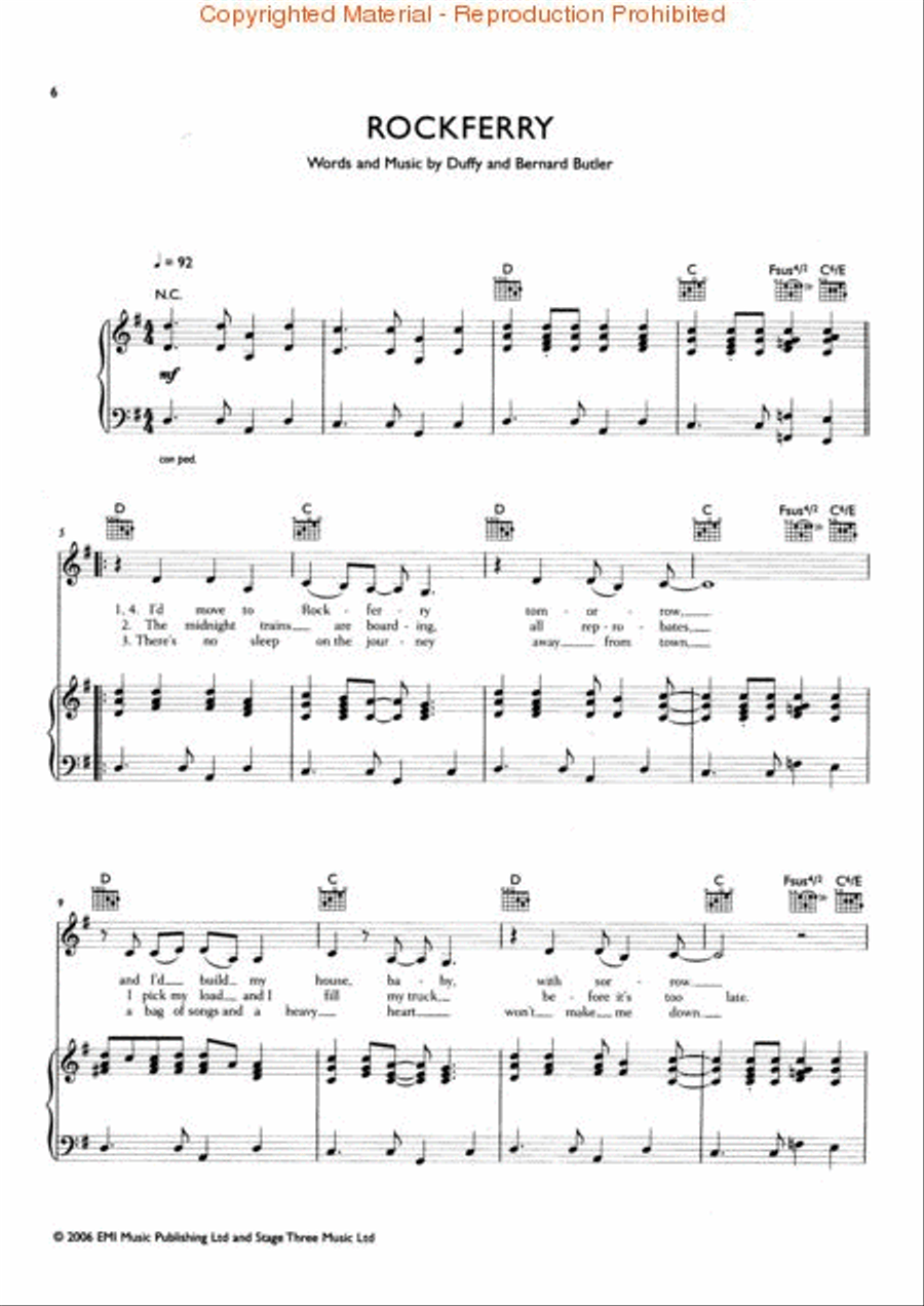 Duffy - Rockferry Piano, Vocal, Guitar scores gallery preview page 2